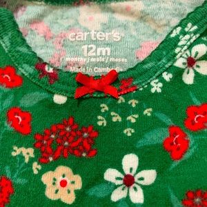 Carter’s just one you green romper with tiny flowers 12 m